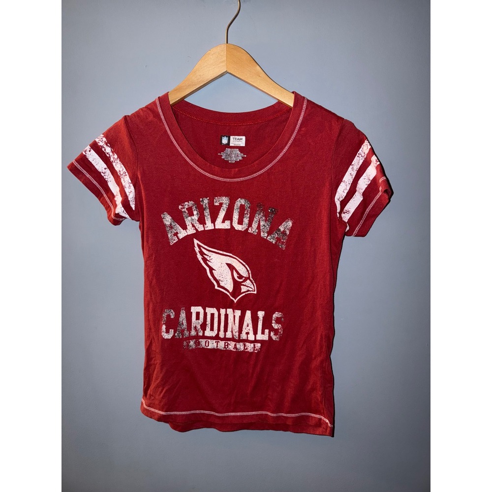 NFL Team Apparel Arizona Cardinals Red Distressed Graphic T-Shirt Womens Small